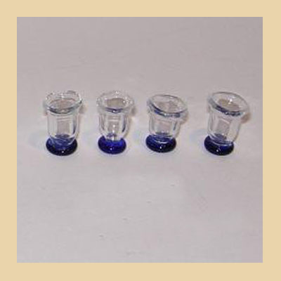Vasos de Cristal con Fondo y Filo azul 4 Unidades