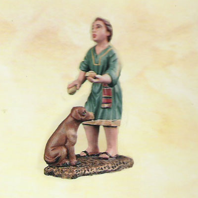 Niño con Perro de Pie