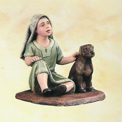Niño con Perro Sentado