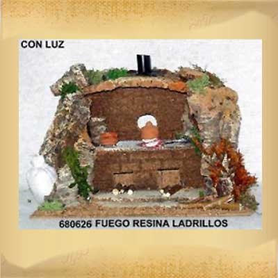 Fuego Resina Ladrillos (con luz)