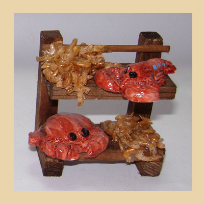 Mesa Mini Estantes con Langostas y Gambas