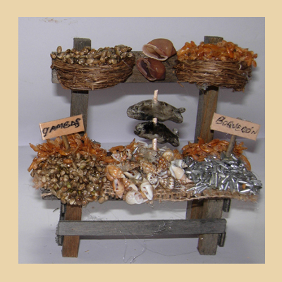 Mesa de Madera con Ganchos Pescadería
