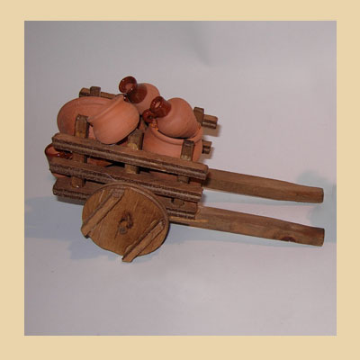 Carro Madera con Cacharros Cerámica.