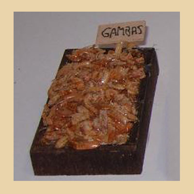 Caja de Gambas de Madera con Letrero