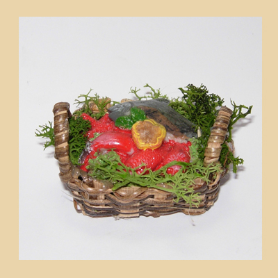 Wicker Basket with Fish on Moss