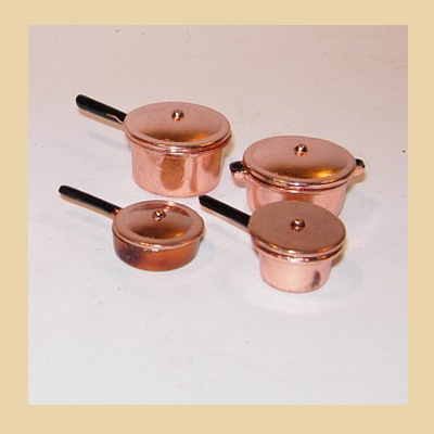 Conjunto de 4 Cacerolas Metal con Tapa (imitación cobre)