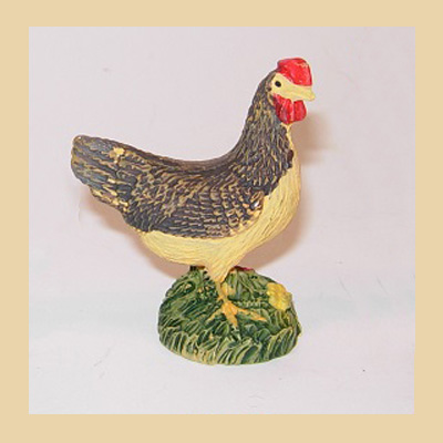 Gallina en Resina en Pie Marron Crema