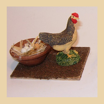 Gallina con Lebrillo y Huevos Puestos