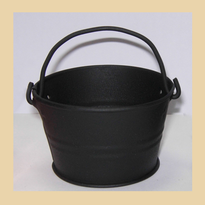 Cubo Ancho Negro de Hierro y Zinc